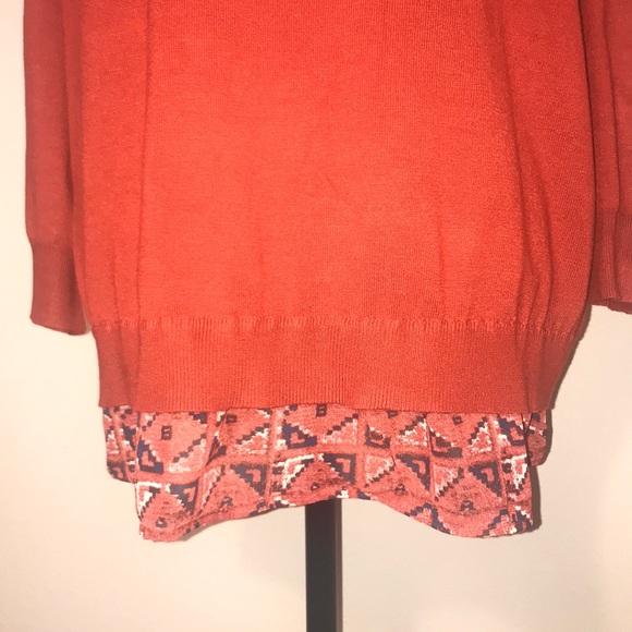 New Directions knit sweater with sheer undershirt - Picture 3 of 8